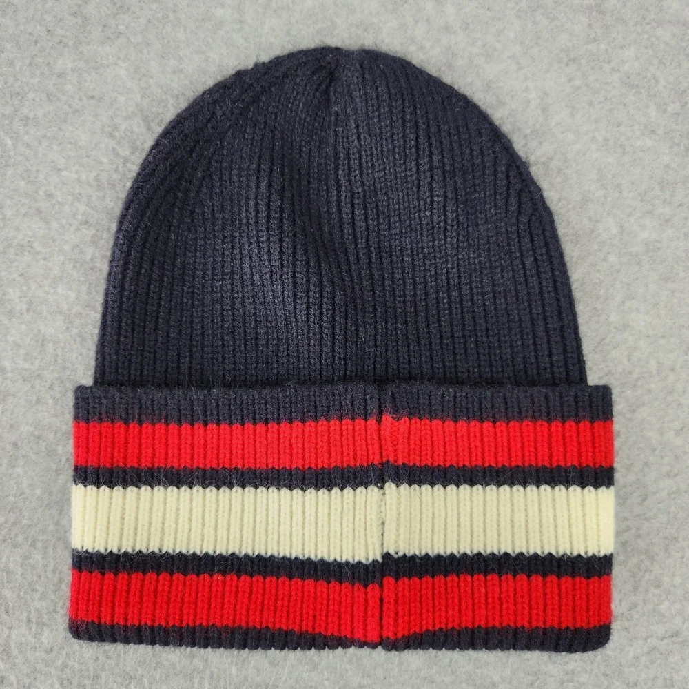 Tommy Hilfiger Beanie Unisex OS Navy Blue Red White Striped‎ Ribbed Knit Hat